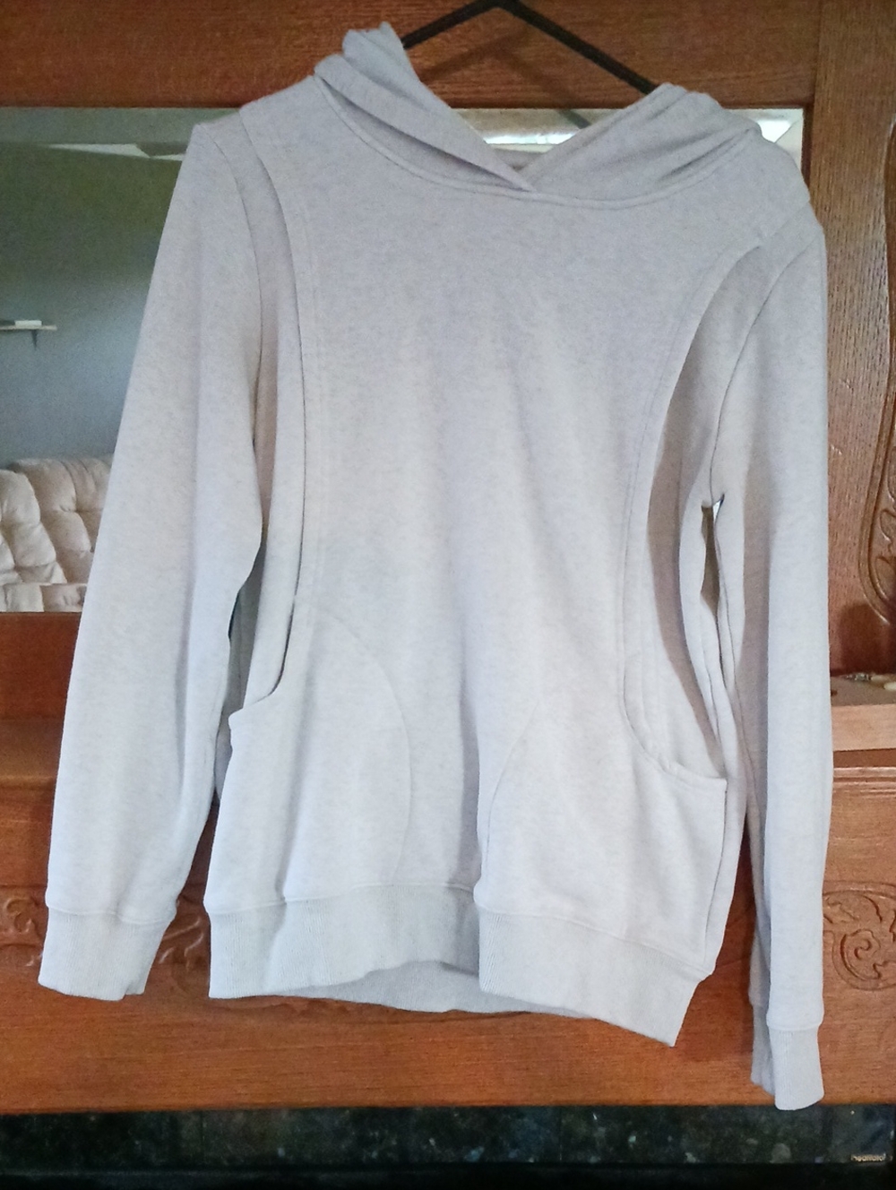 Latched Mama Light Gray Hooded Pullover Sweater